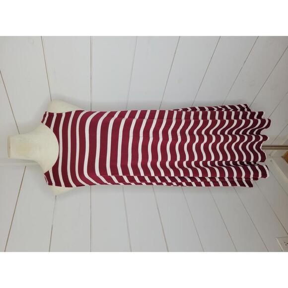 Old Navy large burgundy red & white stripe a-line dress - Picture 1 of 4